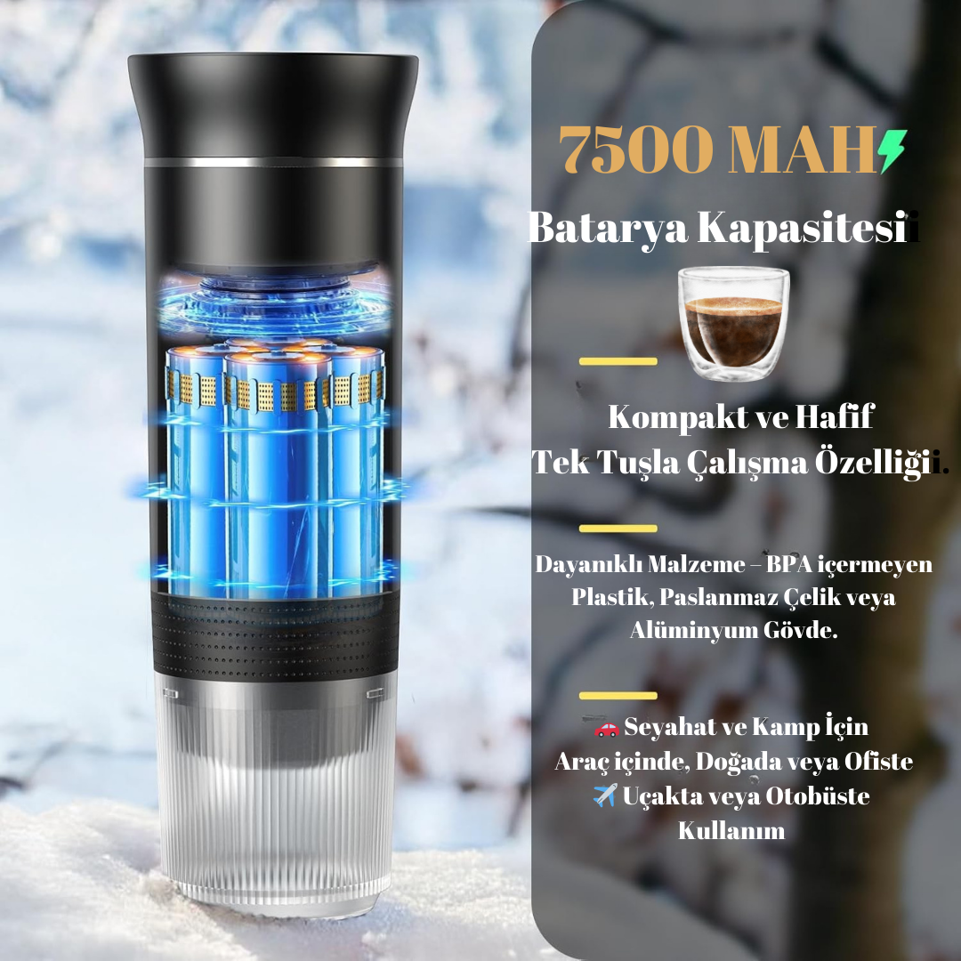 Taşınabilir Portable Espresso Makinesi-Seyahat -Yolculuk-Kamp