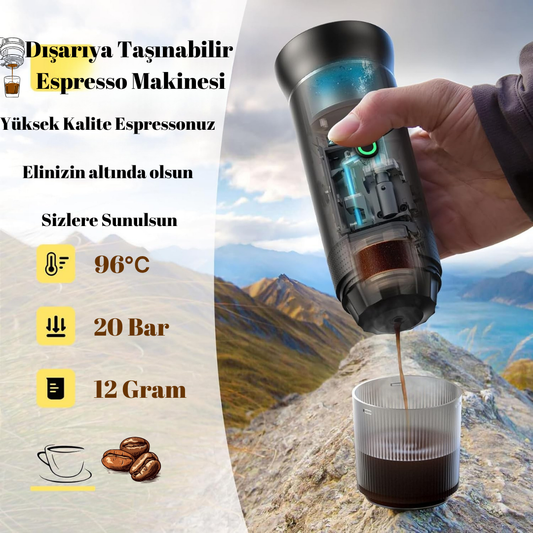 Taşınabilir Portable Espresso Makinesi-Seyahat -Yolculuk-Kamp